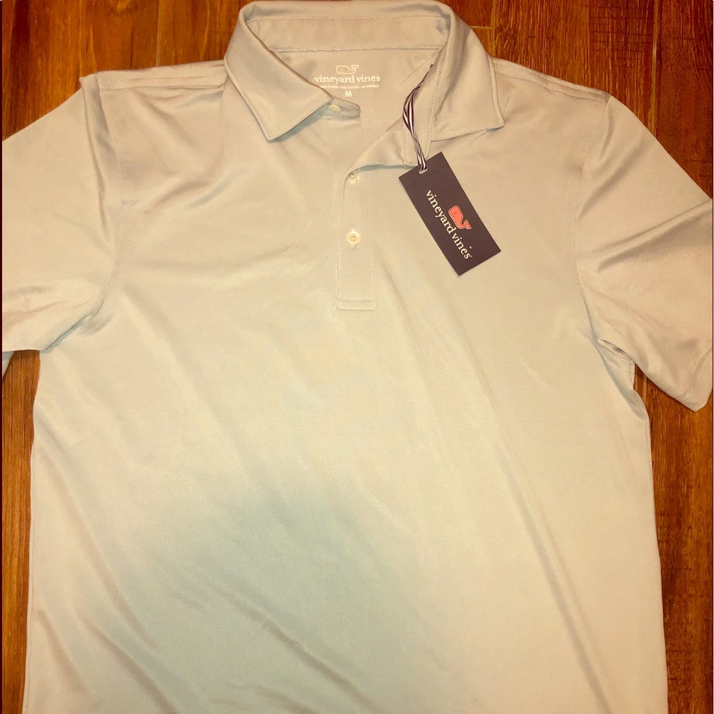 Light grey Vineyard Vines performance golf shirt